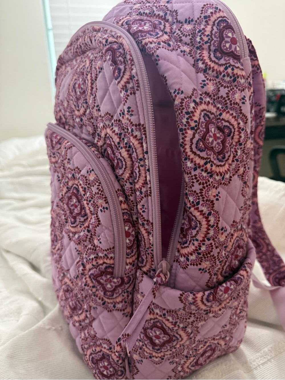 Vera Bradley Quilted Lavender and Plum Medallion Backpack - Picture 3 of 3